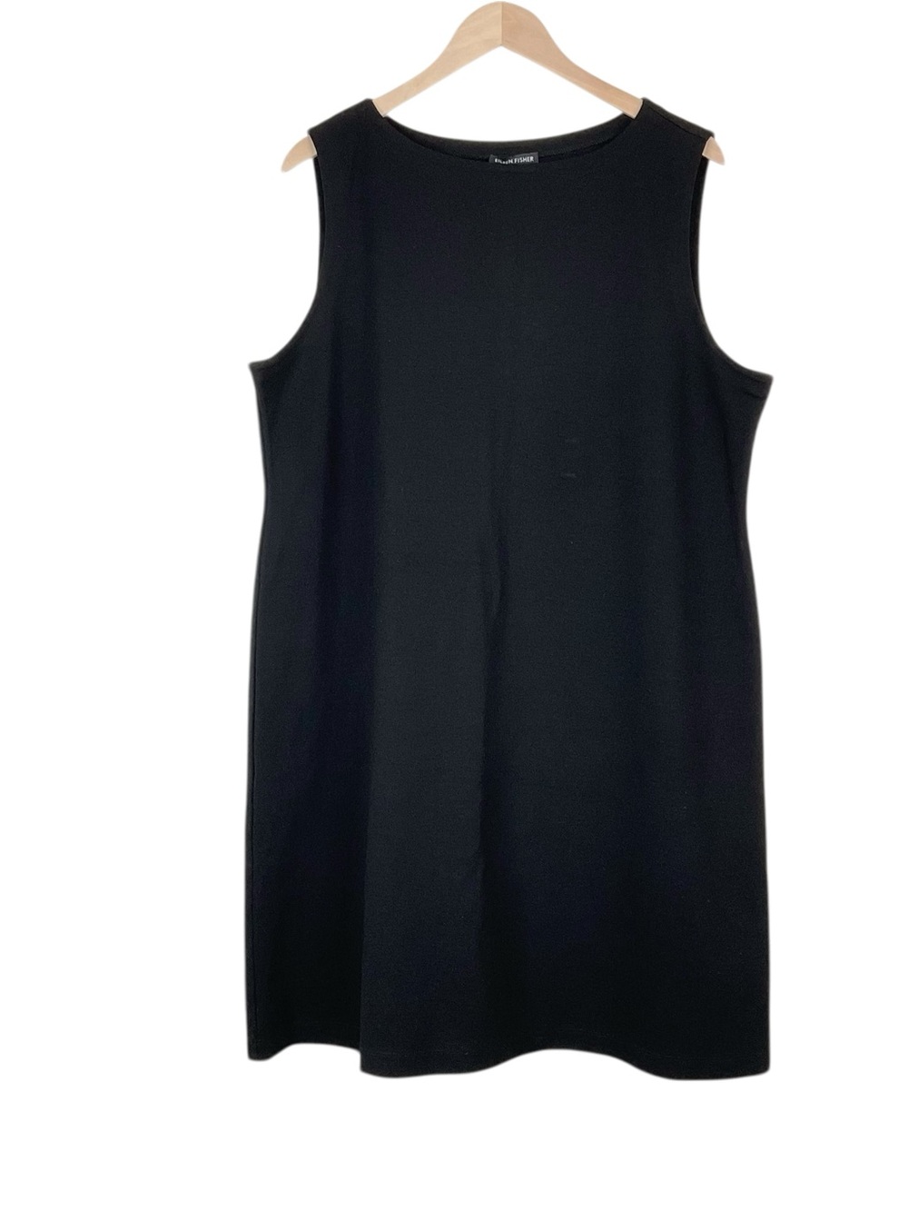 Eileen Fisher System Bateau Neck Knee Length Dress Black Size XL